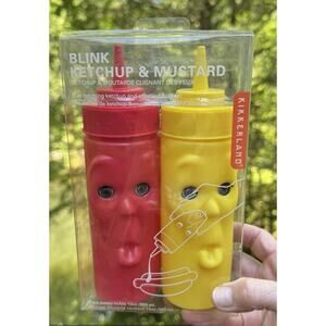 New! Max and Moritz Blink Ketchup & Mustard Bottles Kikkerland Collectible -T26